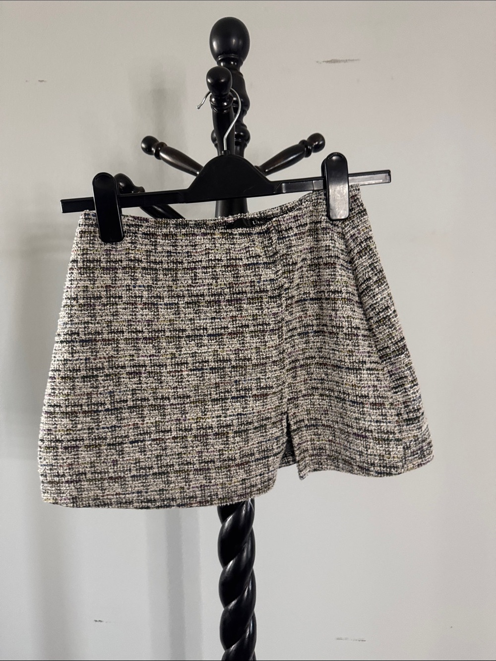Tweed Mini Skort in Black and Cream